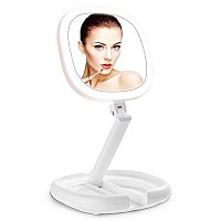 BEAUTIFIVE Lighted Makeup Mirror, Double Sided Magnifying Mirror, Vanity Mirror with Lights, Smart Design with Brightness&Angle&Height Adjustability, Folding Compact Mirror, LED Mirror for Travel1/7X