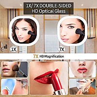 BEAUTIFIVE Lighted Makeup Mirror, Double Sided Magnifying Mirror, Vanity Mirror with Lights, Smart Design with Brightness&Angle&Height Adjustability, Folding Compact Mirror, LED Mirror for Travel1/7X