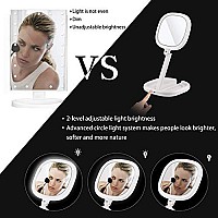 BEAUTIFIVE Lighted Makeup Mirror, Double Sided Magnifying Mirror, Vanity Mirror with Lights, Smart Design with Brightness&Angle&Height Adjustability, Folding Compact Mirror, LED Mirror for Travel1/7X