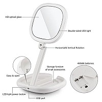 BEAUTIFIVE Lighted Makeup Mirror, Double Sided Magnifying Mirror, Vanity Mirror with Lights, Smart Design with Brightness&Angle&Height Adjustability, Folding Compact Mirror, LED Mirror for Travel1/7X