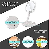 BEAUTIFIVE Lighted Makeup Mirror, Double Sided Magnifying Mirror, Vanity Mirror with Lights, Smart Design with Brightness&Angle&Height Adjustability, Folding Compact Mirror, LED Mirror for Travel1/7X