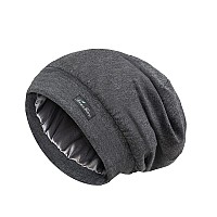 Slap cap,Silk Lined Sleeping for Frizzy Hair Black Women grey Black