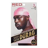 Kiss Red Silky Satin Durag Premium Smooth Silky Durag For Men & Women 360 Waves Headwraps (Pink)