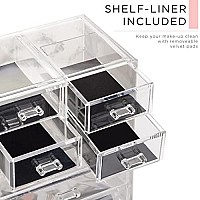 Sorbus Clear Cosmetic Makeup Organizer - Make Up & Jewelry Storage, Case & Display - Spacious Design - Great Holder for Dresser, Bathroom, Vanity & Countertop (3 Large, 4 Small Drawers) [Marble Print]