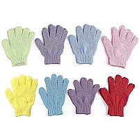 8 Pairs Double Sided Exfoliating Gloves Body Scrubber Scrubbing Glove Bath Mitts Scrubs for Shower, Body Spa Massage Dead Skin Cell Remover