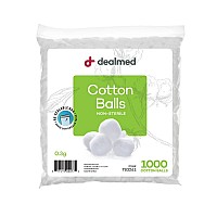 Dealmed cotton Balls - 1000 count Medium cotton Balls, Non-Sterile Bag of cotton Balls in Easy to Access Zip-Locked Bag, great for Skin Prep, Wound cleansing, and DIY Needs