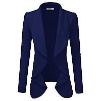 DOUBLJU classic Draped Open Front Blazer Jacket for Women with Plus Size