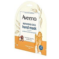 Aveeno Repairing Cica Hand Mask With Prebiotic Oat And Shea Butter For Moisturizing, Extra Dry Skin, Paraben And Fragrance Free, 1 Pair Of Single Use Gloves