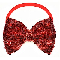 Red Sequin Hair Bows Bands Headband Bowknot