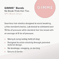 Gimme Bands Thick Fit Hair Ties | No Break Microfiber Thick Hair Elastics | Firm Yet Gentle Hold With No Snagging, Dents, Or Breakage | Black Onyx