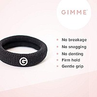 Gimme Bands Thick Fit Hair Ties | No Break Microfiber Thick Hair Elastics | Firm Yet Gentle Hold With No Snagging, Dents, Or Breakage | Black Onyx