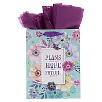 christian Art gifts gift BagTissue Paper Set Hope A Future Jeremiah 29:11 Bible Verse, PurpleTeal, Medium