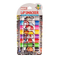 Lip Smacker Marvel Avenger Flavored Lip Balm Party Pack 8 count, Super Hero, Spirderman, Iron Man, captain America, clear, For Kids