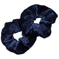 Kenz Laurenz Scrunchies For Hair - 2 Velvet Hair Ties For Women Girls Hair Elastics Ponytail Holder Scrunchy Girl Accessories Elastic Hair Bands Scrunchie Pack (Navy)