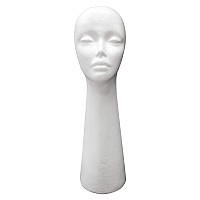 Studio Limited Styrofoam Mannequin Head, Long Neck, White Foam Wig Head Display (1 Pc)