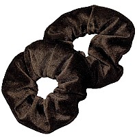 Kenz Laurenz Scrunchies for Hair - 2 Velvet Hair Ties for Women girls Hair Elastics Ponytail Holder Scrunchy girl Accessories Elastic Hair Bands Scrunchie Pack (Brown)