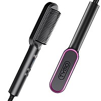 Hair Straightener Comb Matte Black, TYMO Hair Straightener Brush Straightening Comb for Women with 5 Temp 20s Fast Heating & Anti-Scald