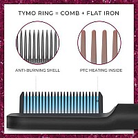 Hair Straightener Comb Matte Black, TYMO Hair Straightener Brush Straightening Comb for Women with 5 Temp 20s Fast Heating & Anti-Scald