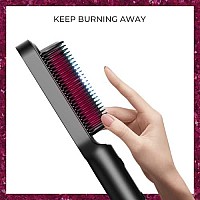 Hair Straightener Comb Matte Black, TYMO Hair Straightener Brush Straightening Comb for Women with 5 Temp 20s Fast Heating & Anti-Scald