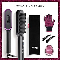 Hair Straightener Comb Matte Black, TYMO Hair Straightener Brush Straightening Comb for Women with 5 Temp 20s Fast Heating & Anti-Scald