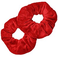 Kenz Laurenz Scrunchies For Hair - 2 Velvet Hair Ties For Women Girls Hair Elastics Ponytail Holder Scrunchy Girl Accessories Elastic Hair Bands Scrunchie Pack (Red)