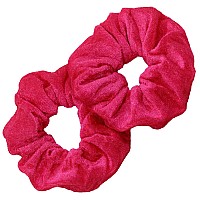 Kenz Laurenz Scrunchies For Hair - 2 Velvet Hair Ties For Women Girls Hair Elastics Ponytail Holder Scrunchy Girl Accessories Elastic Hair Bands Scrunchie Pack (Hot Pink)