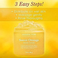 Majestic Pure Sweet Orange Body Scrub - Exfoliates, Moisturizes, And Nourishes Skin, 10 Oz