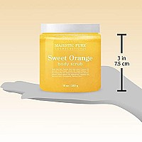 Majestic Pure Sweet Orange Body Scrub - Exfoliates, Moisturizes, And Nourishes Skin, 10 Oz