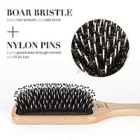 Hair Brush Boar Bristle Hairbrush for Thick Curly Thin Long Short Wet or Dry Hair Adds Shine and Makes Hair Smooth, Best Paddle Hair Brush for Men Women Kids