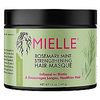 Mielle Organics Rosemary Mint Strengthening Hair Masque, Essential Oil & Biotin Deep Treatment, Miracle Repair for Dry, Damaged, & Frizzy Hair, 12 Ounces