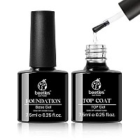 Beetles 2Pcs 7.5Ml No Wipe Gel Top Coat And Base Coat Set, Soak Off Led Clear Gel Base Top Gel Glossy Shine Finish Long Lasting Gel Polish Base And Top Coat Gel Lamp Christmas Nails Art Diy Home