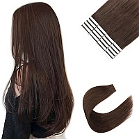 Sixstarhair Invisible Tape in Hair Extensions Brown Hair Extensions Human Hair Double Side Secure and Safety Tape On Semi Permanent Hair Extensions color 3 Walnut Brown 18inch]