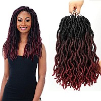 Eliza Wavy gypsy Locs Ombre crochet Hair 14 inch 8Packs goddess Locs 100 Kanekalon Fiber Faux Locs African Roots Dreadlocs Synthetic Braiding Hair Extensions for Black Women (14, 8 Packs, OT99J)