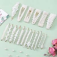 E-Accexpert 18 Pcs Pearl Hair Clips Large Hair Clips Pins Barrette Hair For Women Girls Elegant Handmade Fashion Hair Accessories Pearl Hair Clips For Party Wedding Daily