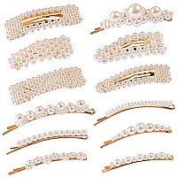 E-Accexpert 18 Pcs Pearl Hair Clips Large Hair Clips Pins Barrette Hair For Women Girls Elegant Handmade Fashion Hair Accessories Pearl Hair Clips For Party Wedding Daily