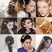 E-Accexpert 18 Pcs Pearl Hair Clips Large Hair Clips Pins Barrette Hair For Women Girls Elegant Handmade Fashion Hair Accessories Pearl Hair Clips For Party Wedding Daily