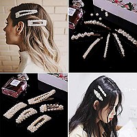 E-Accexpert 18 Pcs Pearl Hair Clips Large Hair Clips Pins Barrette Hair For Women Girls Elegant Handmade Fashion Hair Accessories Pearl Hair Clips For Party Wedding Daily