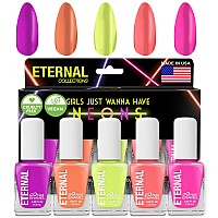 Eternal Neon Nail Polish Set for Women (gIRLS JUST WANNA HAVE NEONS) - Nail Polish Set for girls - Lasting & Quick Dry Fingernail Polish Kit for Home DIY Mani Pedi - Made in USA, 135mL (Set of 5)