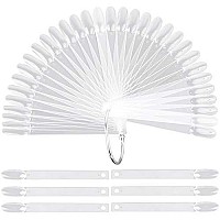 200 Pcs Oval Nail Polish Sample Sticks Fan-Shaped Finger Nail Color Display Swatches With Metal Split Ring, Clear