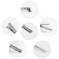 Elcoho 150 Pieces Metal Hair Clips Single Prong Alligator Clips Curl Clips Silver Hairbow Accessory