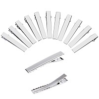 Elcoho 150 Pieces Metal Hair Clips Single Prong Alligator Clips Curl Clips Silver Hairbow Accessory