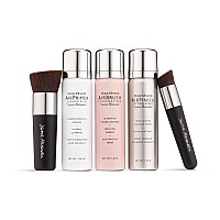 MagicMinerals AirBrush Foundation by Jerome Alexander - 5pc Set, AirBrush Spray Kit and Kabuki Brushes - Spray Foundation Makeup Set with Anti-aging Ingredients for Smooth Radiant Skin (Dark)