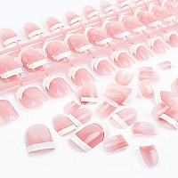 Yokilly 240 Pieces Natural French Fake Nails,Acrylic False Nails Kit Including 12 Different Size Short Press On False Nails,Pink White Nails Tips Sets With Nail Stickers,Files And Stick (240 Pcs)