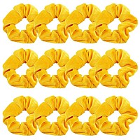 Guvass 12 Pack Hair Scrunchies Yellow Velvet Elastics Scrunchy Bobbles Soft Hair Bands Hair Ties