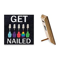 Jennygems Nail Salon Decor, Get Nailed, 5.5X5.5 Wood Hanging Sign, Shelf Sitter, Nail Polish Gifts, Nail Stylist Gifts, Manicurist Gift, Nail Tech Cosmetology Gift, Beauty Salon Tech (Black)