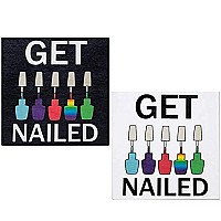 Jennygems Nail Salon Decor, Get Nailed, 5.5X5.5 Wood Hanging Sign, Shelf Sitter, Nail Polish Gifts, Nail Stylist Gifts, Manicurist Gift, Nail Tech Cosmetology Gift, Beauty Salon Tech (Black)