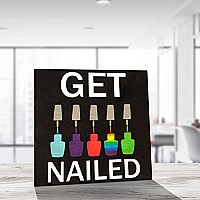 Jennygems Nail Salon Decor, Get Nailed, 5.5X5.5 Wood Hanging Sign, Shelf Sitter, Nail Polish Gifts, Nail Stylist Gifts, Manicurist Gift, Nail Tech Cosmetology Gift, Beauty Salon Tech (Black)