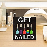 Jennygems Nail Salon Decor, Get Nailed, 5.5X5.5 Wood Hanging Sign, Shelf Sitter, Nail Polish Gifts, Nail Stylist Gifts, Manicurist Gift, Nail Tech Cosmetology Gift, Beauty Salon Tech (Black)