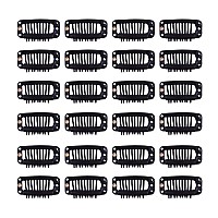 24 pcslot 32mm 9-teeth Metal Wig clips Wig Hair Extension clips Wig Snap clips for Hairpiece Wig Accessories clips (Black)