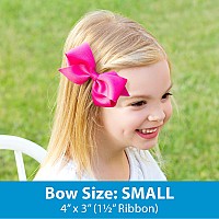 Wee Ones Girls' Classic Plain Wrap Grosgrain Hair Bow On A Weestay No-Slip Hair Clip, Small, Light Navy